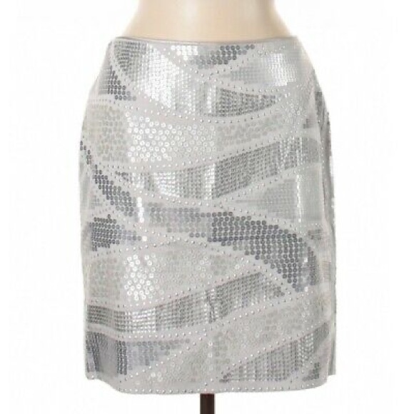 Silver Sequin Pencil Skirt - Picture 3 of 3